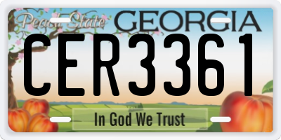 GA license plate CER3361