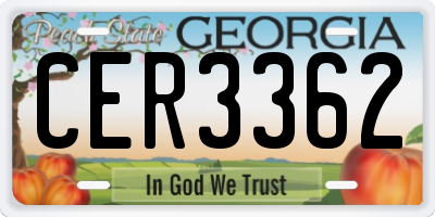 GA license plate CER3362