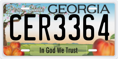 GA license plate CER3364