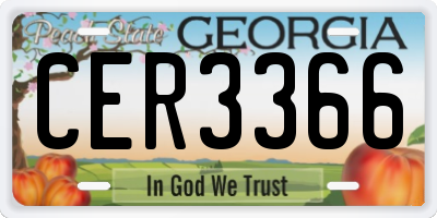 GA license plate CER3366