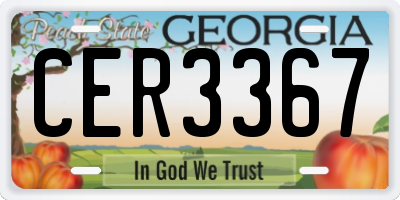 GA license plate CER3367