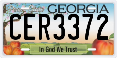 GA license plate CER3372