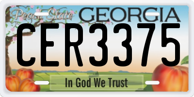 GA license plate CER3375