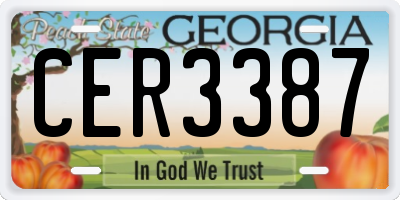 GA license plate CER3387
