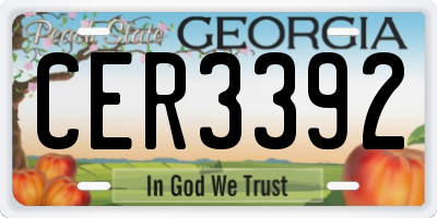 GA license plate CER3392