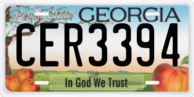 GA license plate CER3394