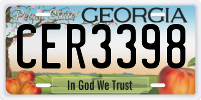 GA license plate CER3398