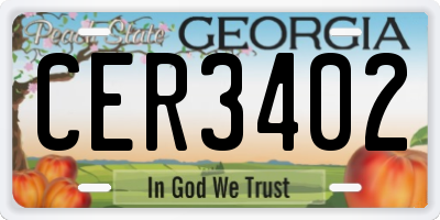 GA license plate CER3402