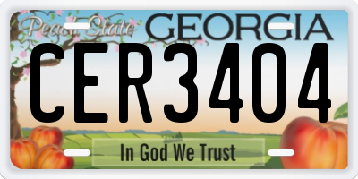 GA license plate CER3404
