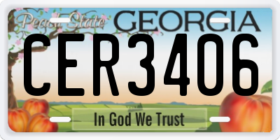 GA license plate CER3406