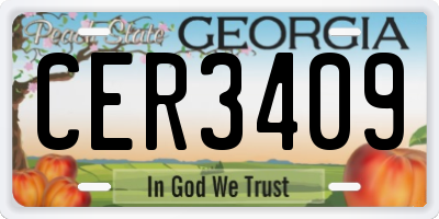 GA license plate CER3409