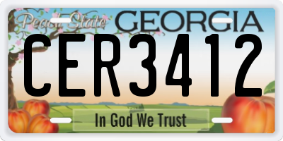 GA license plate CER3412