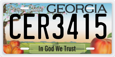 GA license plate CER3415