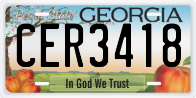 GA license plate CER3418