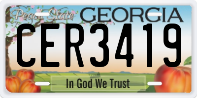 GA license plate CER3419
