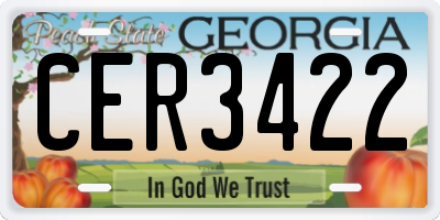 GA license plate CER3422