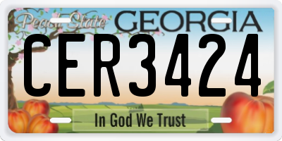 GA license plate CER3424