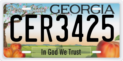 GA license plate CER3425