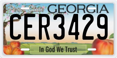 GA license plate CER3429