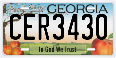 GA license plate CER3430
