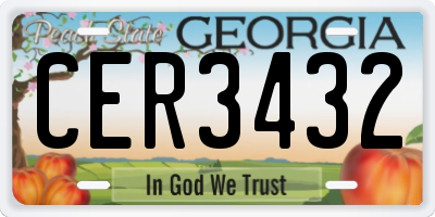 GA license plate CER3432