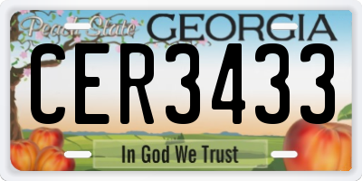 GA license plate CER3433