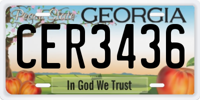 GA license plate CER3436
