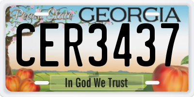 GA license plate CER3437