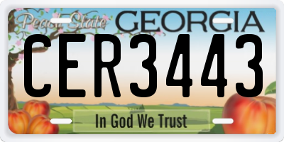 GA license plate CER3443