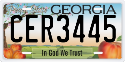 GA license plate CER3445