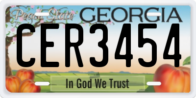 GA license plate CER3454