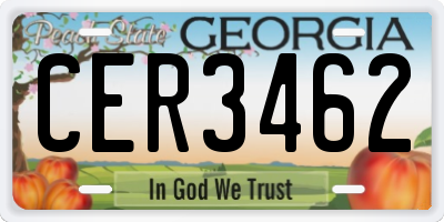 GA license plate CER3462