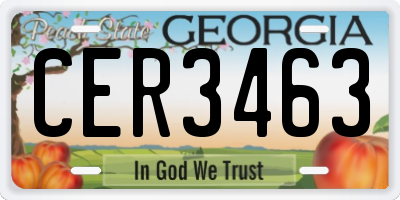 GA license plate CER3463