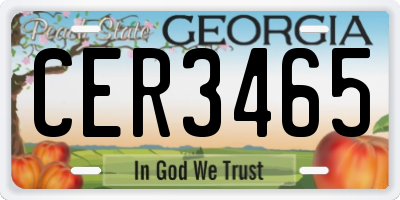 GA license plate CER3465