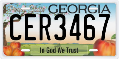 GA license plate CER3467