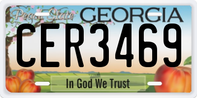 GA license plate CER3469