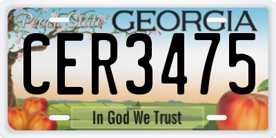 GA license plate CER3475