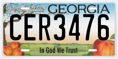 GA license plate CER3476