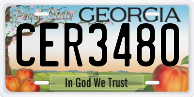GA license plate CER3480