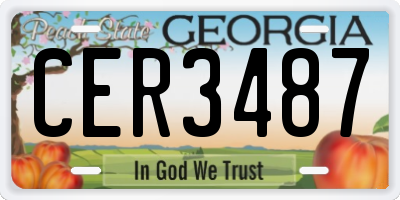 GA license plate CER3487