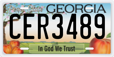 GA license plate CER3489
