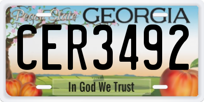GA license plate CER3492