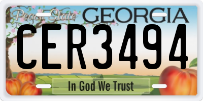 GA license plate CER3494