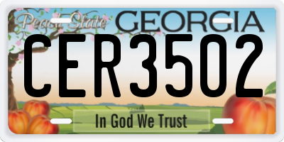 GA license plate CER3502