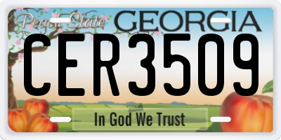 GA license plate CER3509