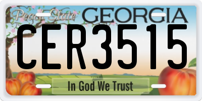 GA license plate CER3515