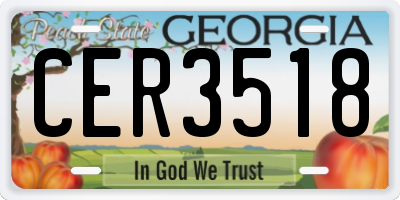 GA license plate CER3518