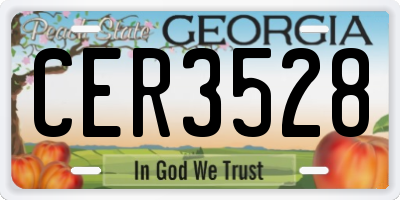 GA license plate CER3528