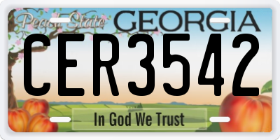GA license plate CER3542