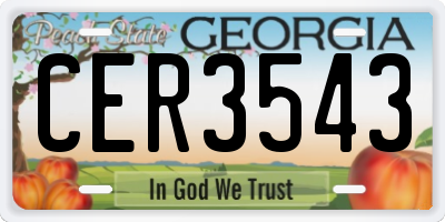 GA license plate CER3543